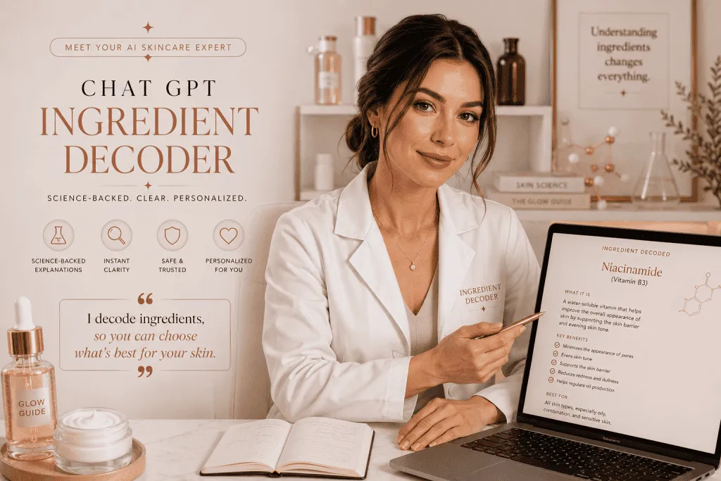 The Glow Ingredient Decoder reading a product's ingredient list inside ChatGPT