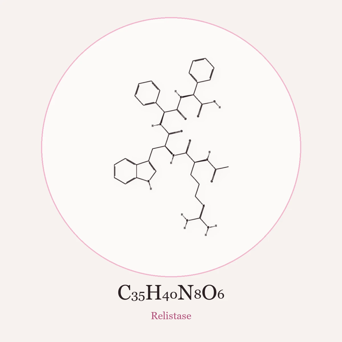 Chemical structure of Relistase (Acetylarginyltryptophyl Diphenylglycine)